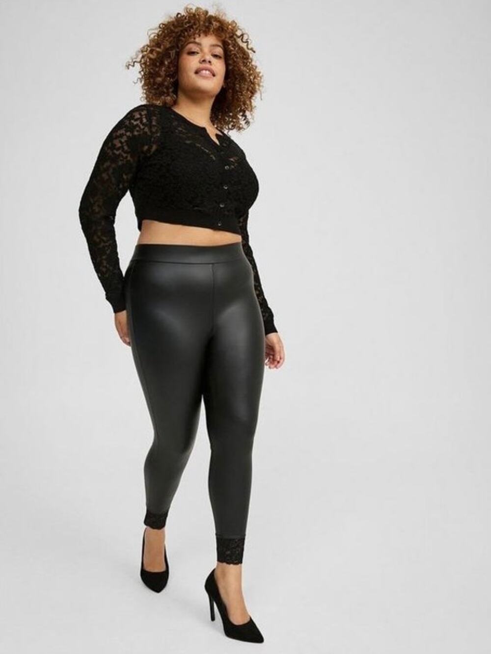 Torrid Black Faux Leather Lace Ankle Leggings Sz.2